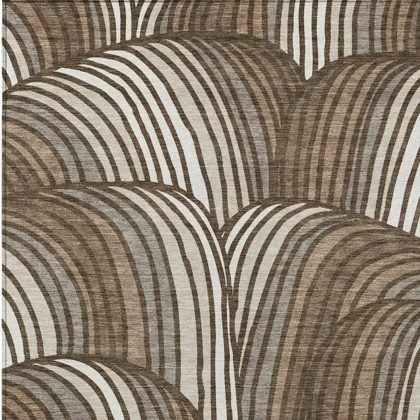 Chocolate And Brown Abstract Washable Indoor Outdoor Area Rug Photo 2