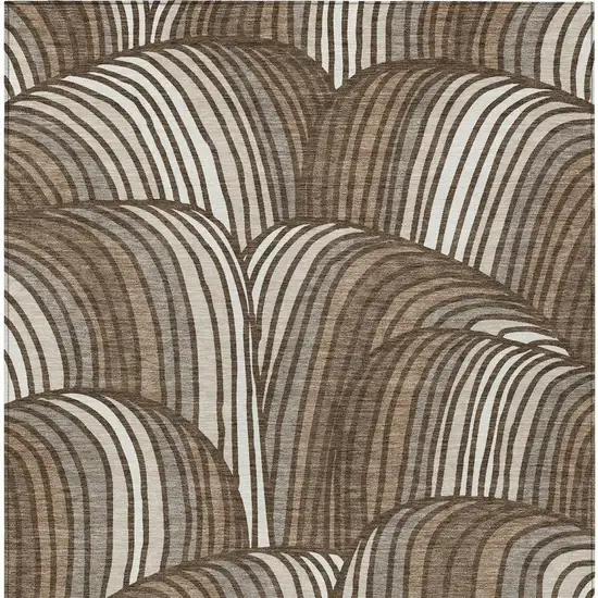 Chocolate And Brown Abstract Washable Indoor Outdoor Area Rug Photo 3