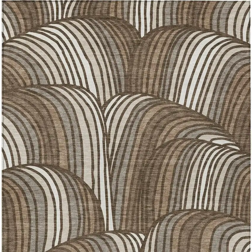 Chocolate And Brown Abstract Washable Indoor Outdoor Area Rug Photo 3