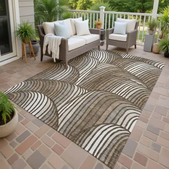 Chocolate And Brown Abstract Washable Indoor Outdoor Area Rug Photo 4