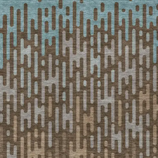 Chocolate And Brown Abstract Washable Indoor Outdoor Area Rug Photo 3