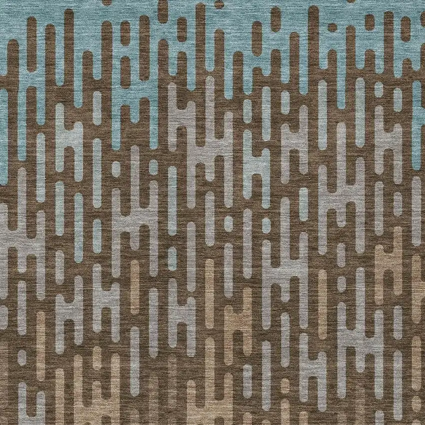 Chocolate And Brown Abstract Washable Indoor Outdoor Area Rug Photo 3