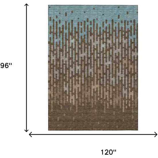 Chocolate And Brown Abstract Washable Indoor Outdoor Area Rug Photo 7