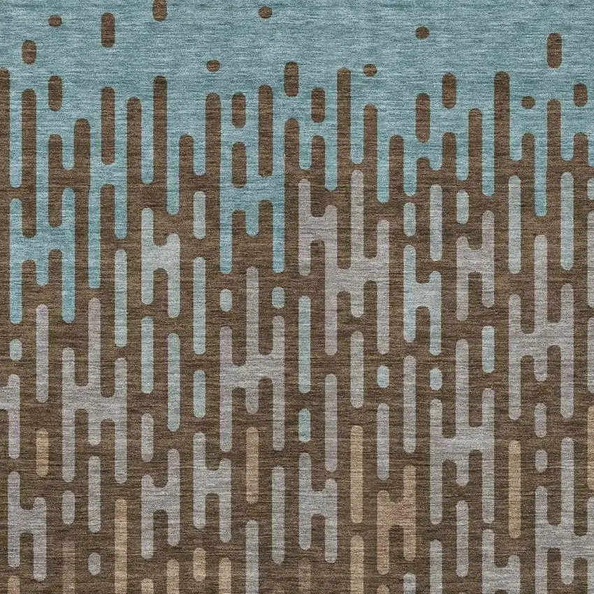 Chocolate And Brown Abstract Washable Indoor Outdoor Area Rug Photo 3