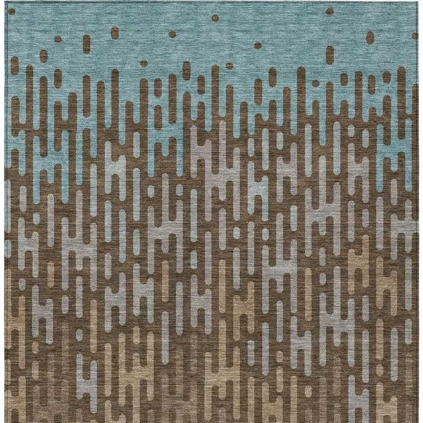 Chocolate And Brown Abstract Washable Indoor Outdoor Area Rug Photo 4