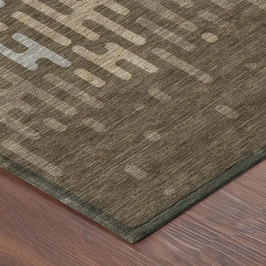 Chocolate And Brown Abstract Washable Indoor Outdoor Area Rug Photo 5