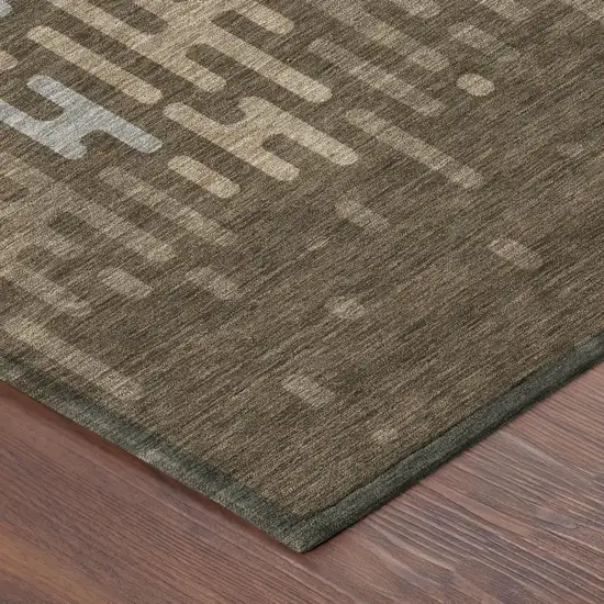 Chocolate And Brown Abstract Washable Indoor Outdoor Area Rug Photo 5