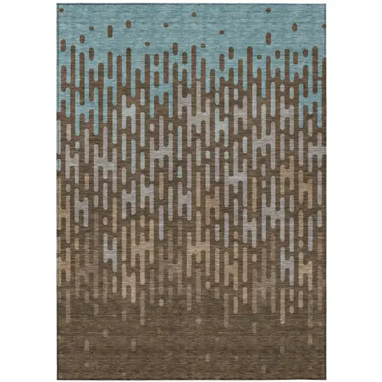 Chocolate And Brown Abstract Washable Indoor Outdoor Area Rug Photo 2