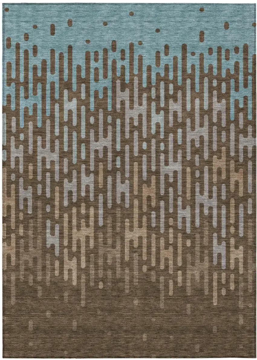 Chocolate And Brown Abstract Washable Indoor Outdoor Area Rug Photo 2
