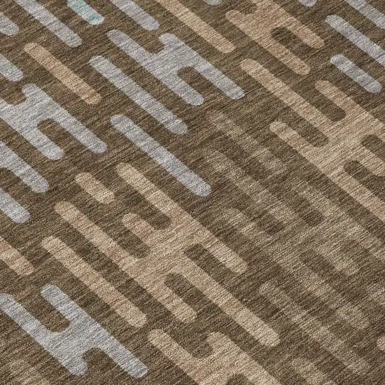 Chocolate And Brown Abstract Washable Indoor Outdoor Area Rug Photo 6