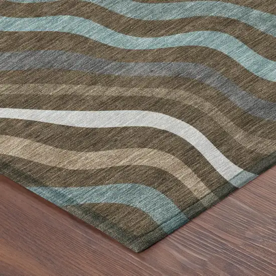 Chocolate And Brown Abstract Washable Indoor Outdoor Area Rug Photo 6