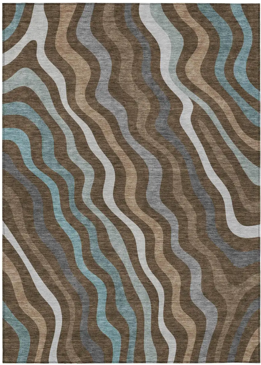 Chocolate And Brown Abstract Washable Indoor Outdoor Area Rug Photo 5
