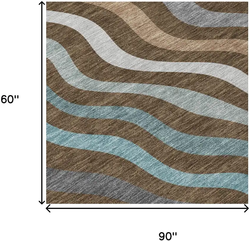 Chocolate And Brown Abstract Washable Indoor Outdoor Area Rug Photo 7