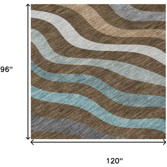 Chocolate And Brown Abstract Washable Indoor Outdoor Area Rug Photo 7