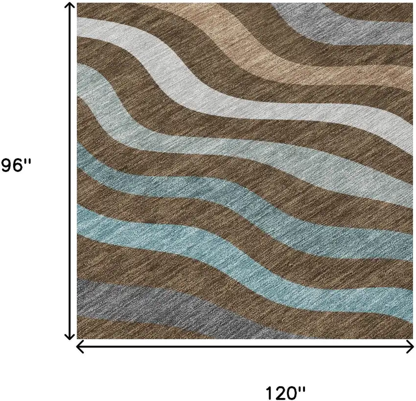 Chocolate And Brown Abstract Washable Indoor Outdoor Area Rug Photo 7