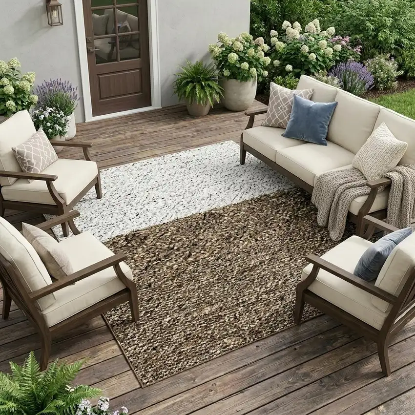 Chocolate And Brown Abstract Washable Indoor Outdoor Area Rug Photo 1
