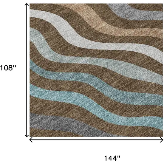 Chocolate And Brown Abstract Washable Indoor Outdoor Area Rug Photo 7