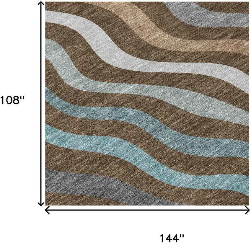 Chocolate And Brown Abstract Washable Indoor Outdoor Area Rug Photo 7