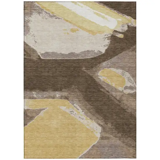 Chocolate And Brown Abstract Washable Indoor Outdoor Area Rug Photo 2