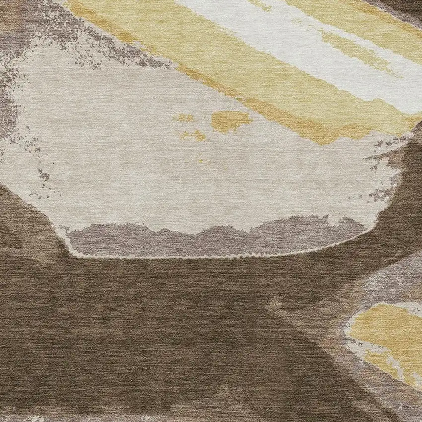 Chocolate And Brown Abstract Washable Indoor Outdoor Area Rug Photo 3