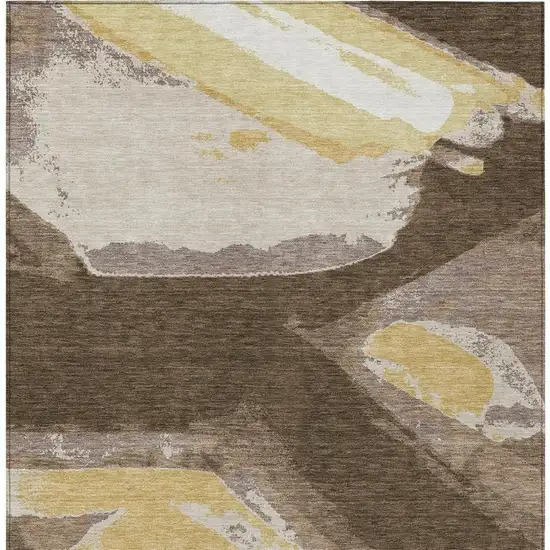 Chocolate And Brown Abstract Washable Indoor Outdoor Area Rug Photo 4