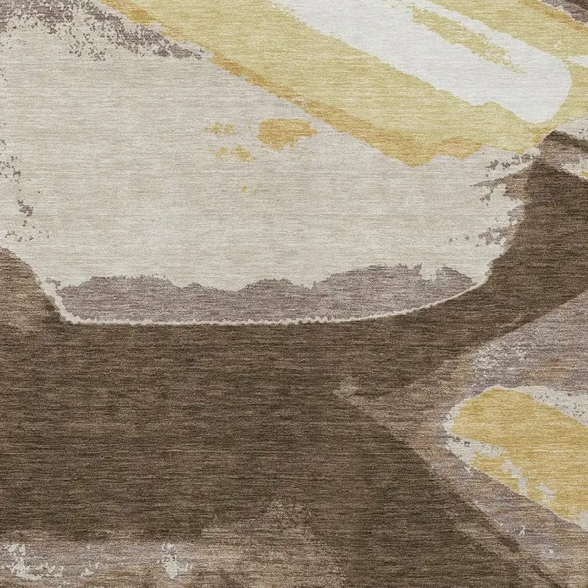 Chocolate And Brown Abstract Washable Indoor Outdoor Area Rug Photo 3