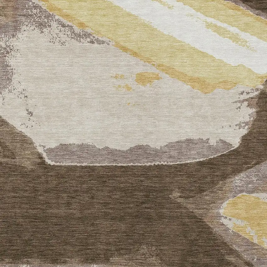 Chocolate And Brown Abstract Washable Indoor Outdoor Area Rug Photo 3