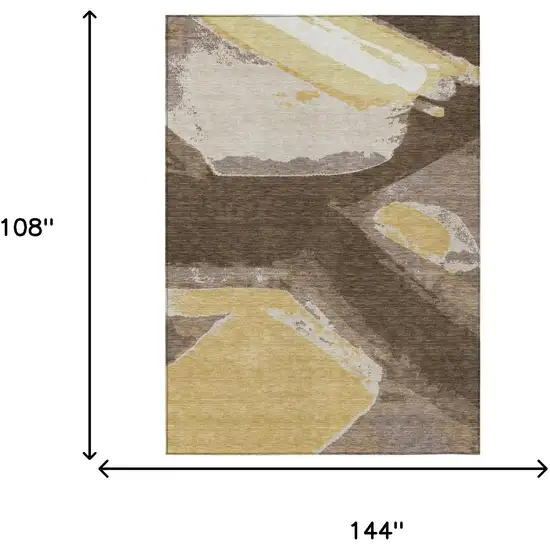 Chocolate And Brown Abstract Washable Indoor Outdoor Area Rug Photo 7