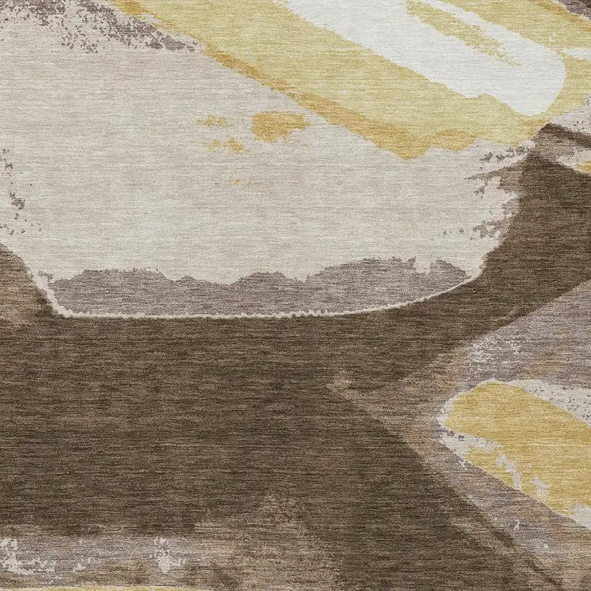 Chocolate And Brown Abstract Washable Indoor Outdoor Area Rug Photo 3