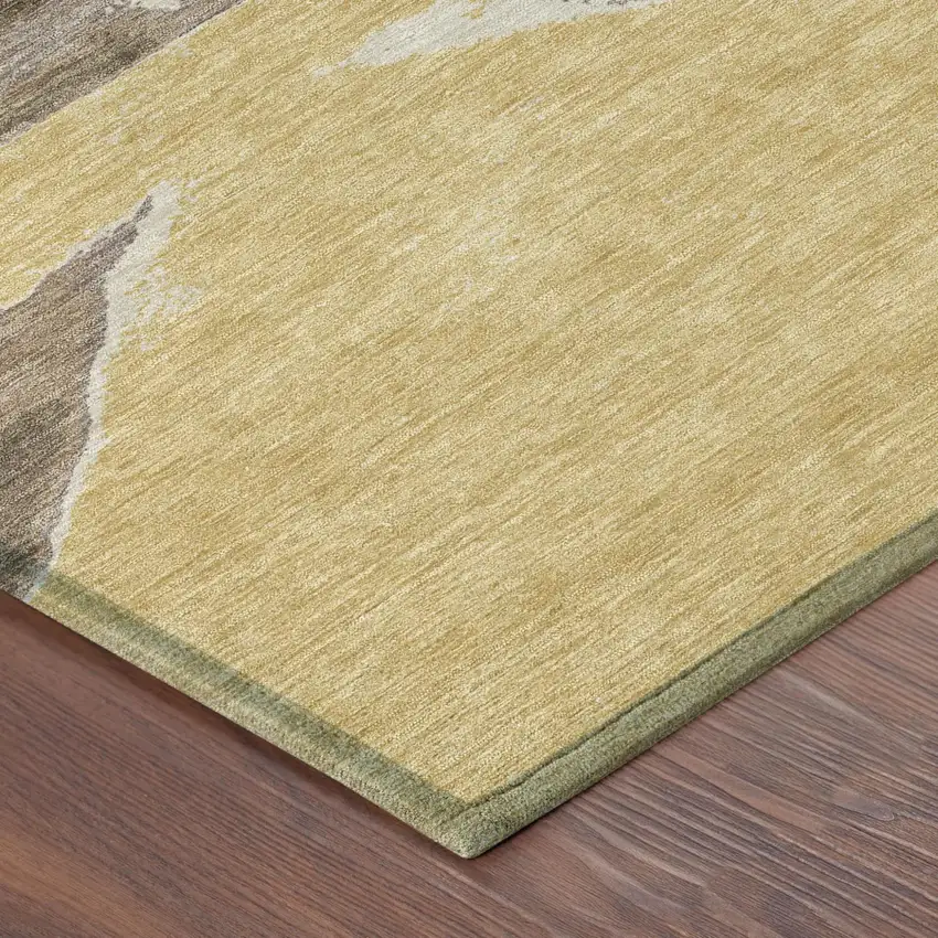 Chocolate And Brown Abstract Washable Indoor Outdoor Area Rug Photo 5