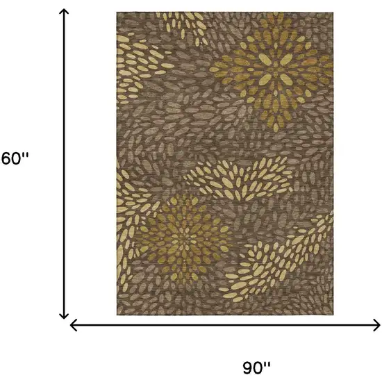 Chocolate And Brown Abstract Washable Indoor Outdoor Area Rug Photo 6