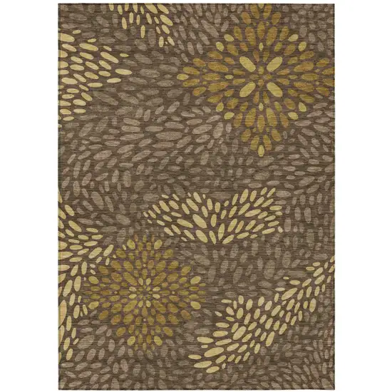 Chocolate And Brown Abstract Washable Indoor Outdoor Area Rug Photo 1