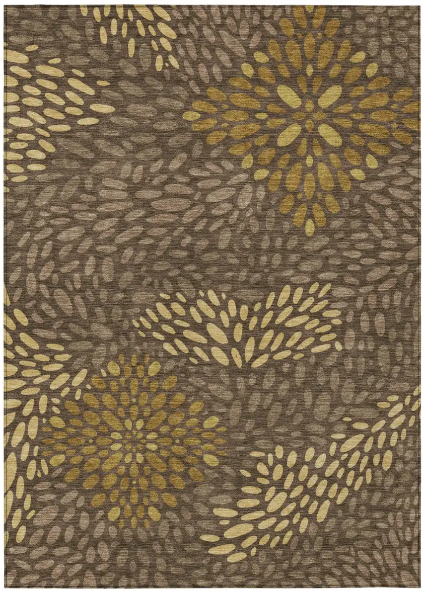 Chocolate And Brown Abstract Washable Indoor Outdoor Area Rug Photo 1