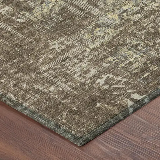 Chocolate And Brown Abstract Washable Indoor Outdoor Area Rug Photo 3