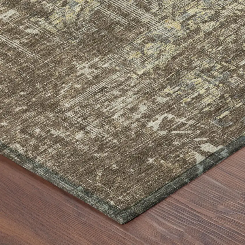 Chocolate And Brown Abstract Washable Indoor Outdoor Area Rug Photo 3
