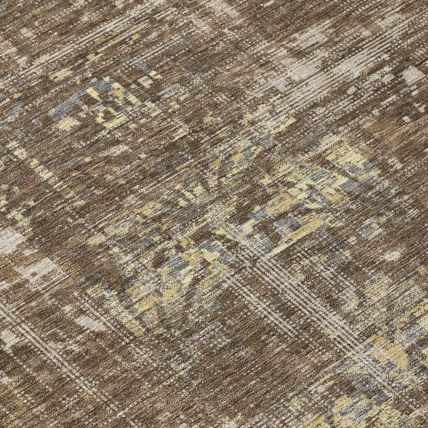 Chocolate And Brown Abstract Washable Indoor Outdoor Area Rug Photo 4