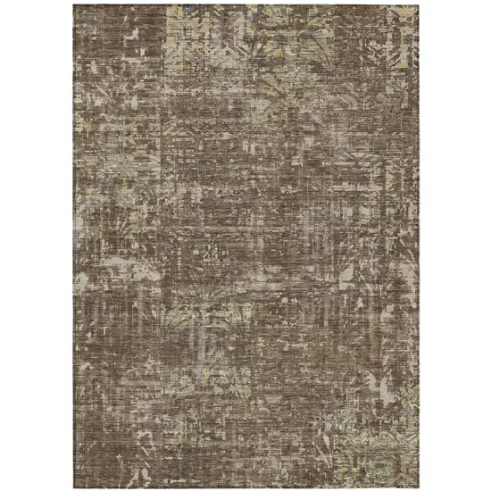 Chocolate And Brown Abstract Washable Indoor Outdoor Area Rug Photo 2