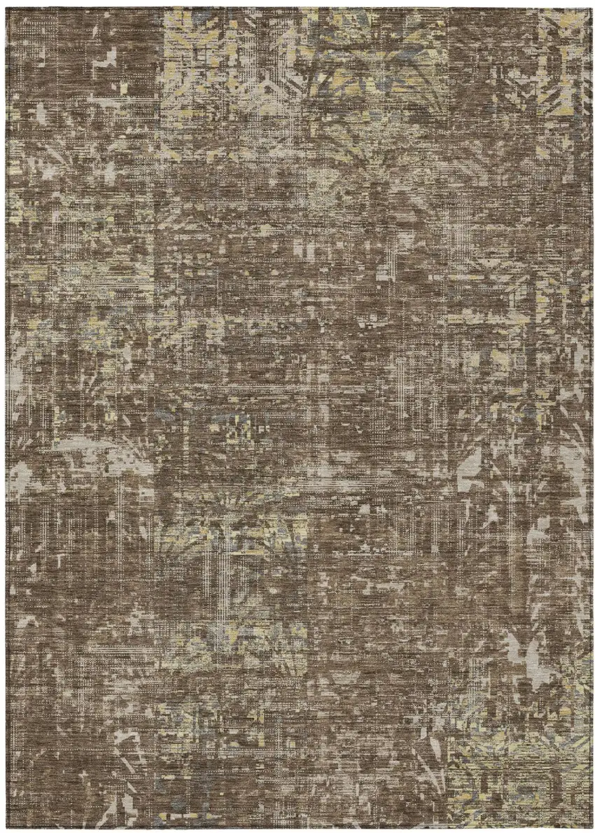 Chocolate And Brown Abstract Washable Indoor Outdoor Area Rug Photo 2