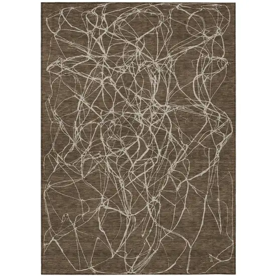Chocolate And Brown Abstract Washable Indoor Outdoor Area Rug Photo 2