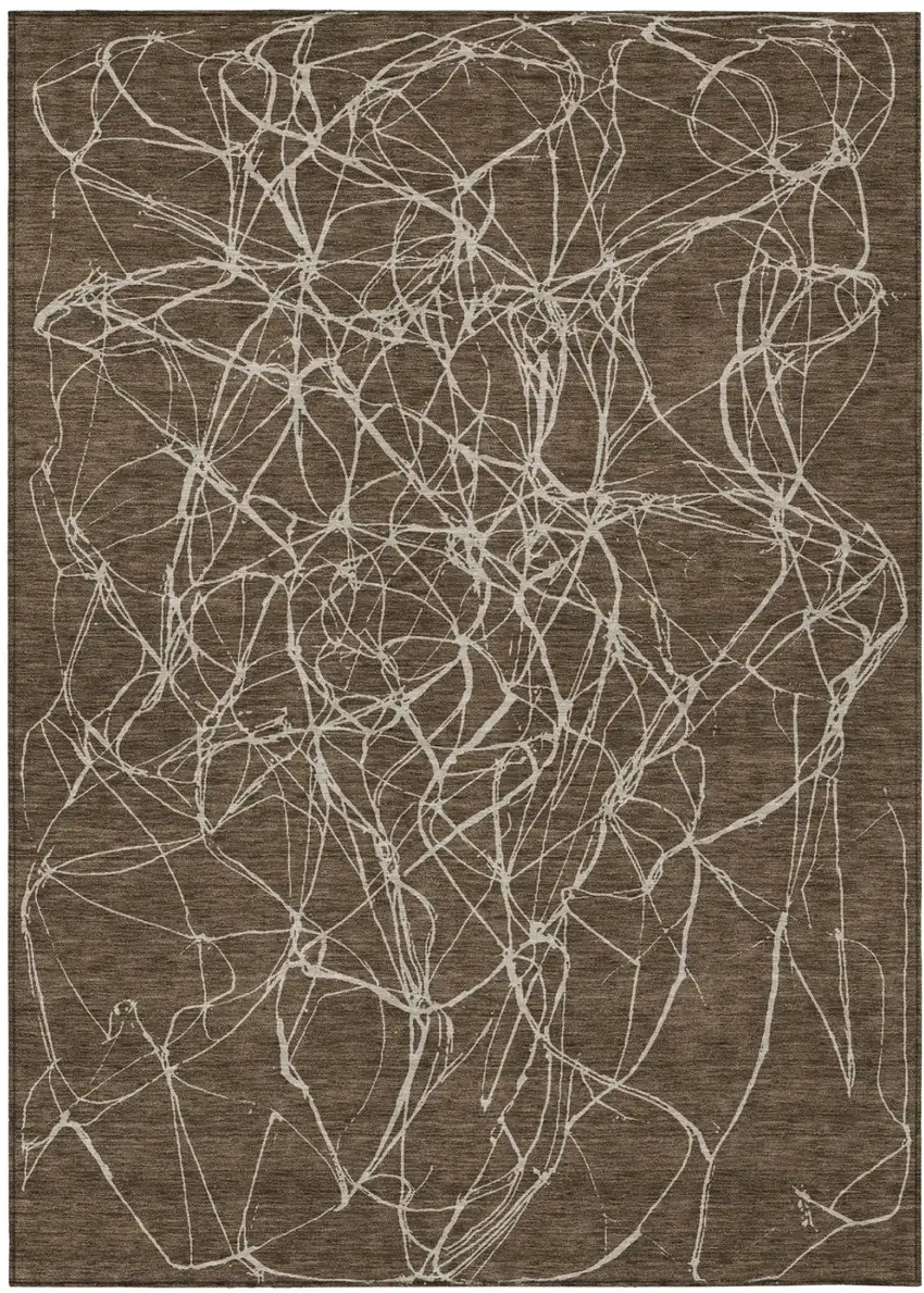 Chocolate And Brown Abstract Washable Indoor Outdoor Area Rug Photo 2