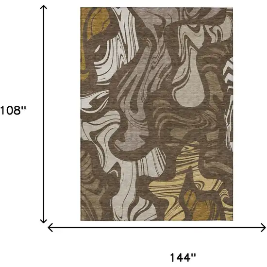 Chocolate And Brown Abstract Washable Indoor Outdoor Area Rug Photo 5