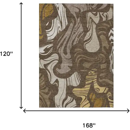 Chocolate And Brown Abstract Washable Indoor Outdoor Area Rug Photo 5