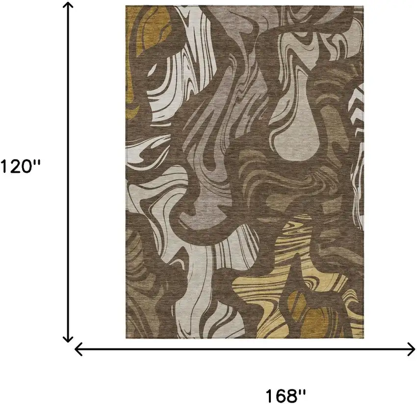 Chocolate And Brown Abstract Washable Indoor Outdoor Area Rug Photo 5