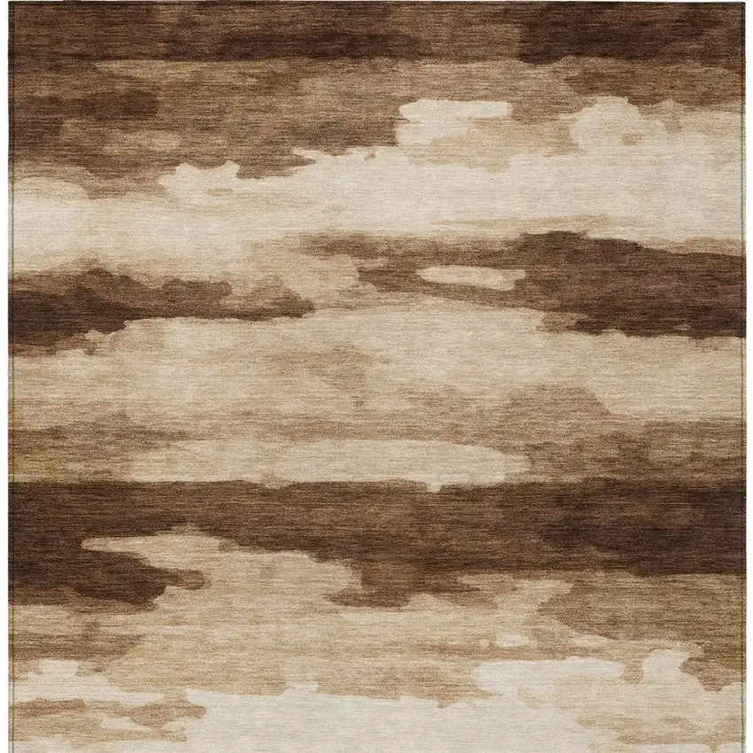 Chocolate And Brown Abstract Washable Indoor Outdoor Area Rug Photo 2