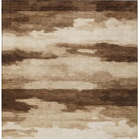 Chocolate And Brown Abstract Washable Indoor Outdoor Area Rug Photo 3