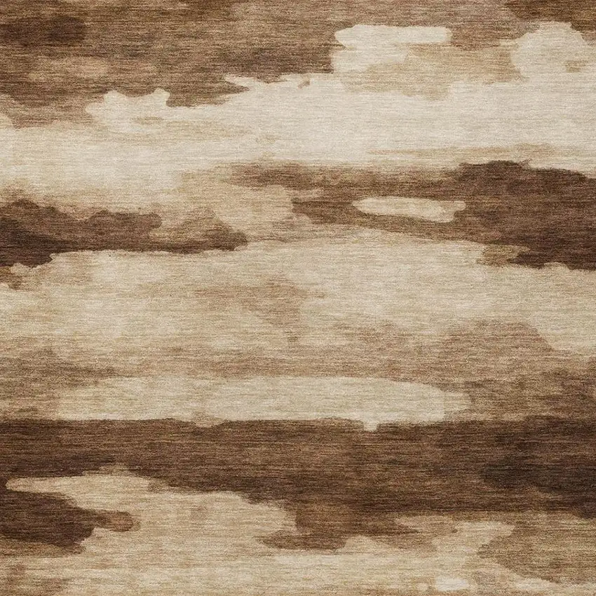 Chocolate And Brown Abstract Washable Indoor Outdoor Area Rug Photo 4