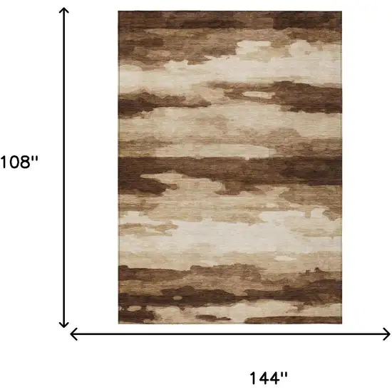 Chocolate And Brown Abstract Washable Indoor Outdoor Area Rug Photo 7