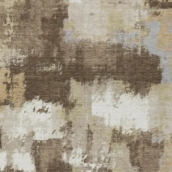 Chocolate And Brown Abstract Washable Indoor Outdoor Area Rug Photo 3