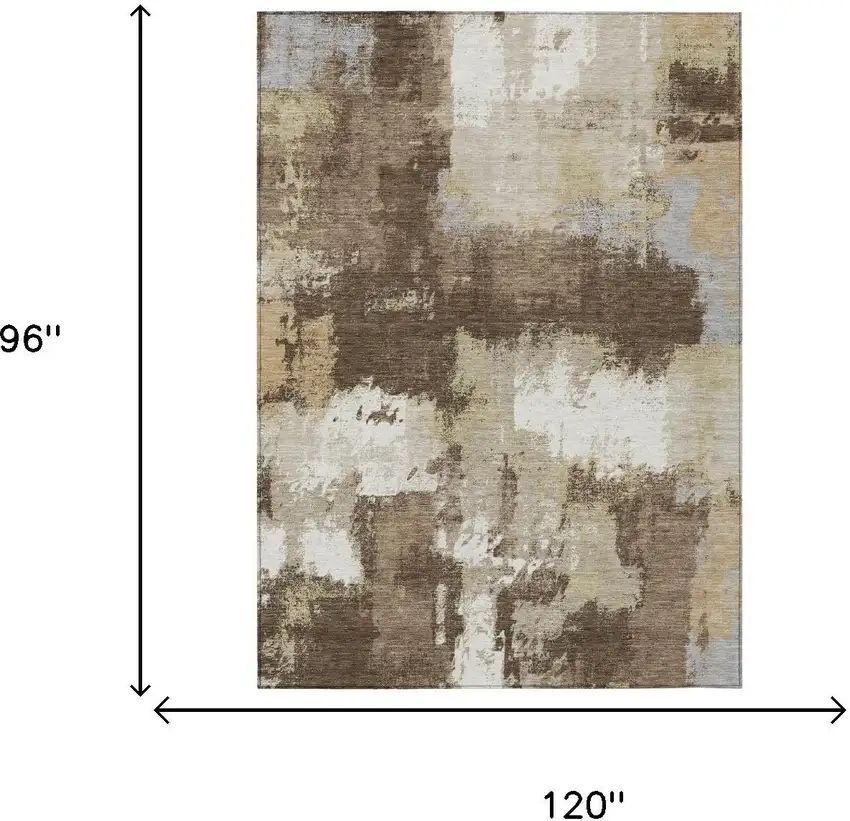 Chocolate And Brown Abstract Washable Indoor Outdoor Area Rug Photo 6