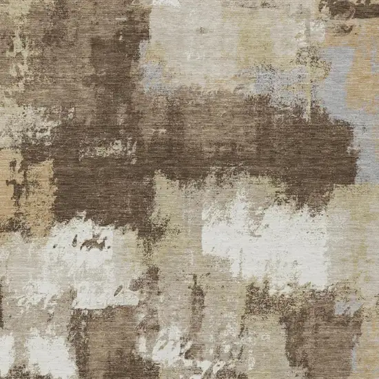 Chocolate And Brown Abstract Washable Indoor Outdoor Area Rug Photo 1